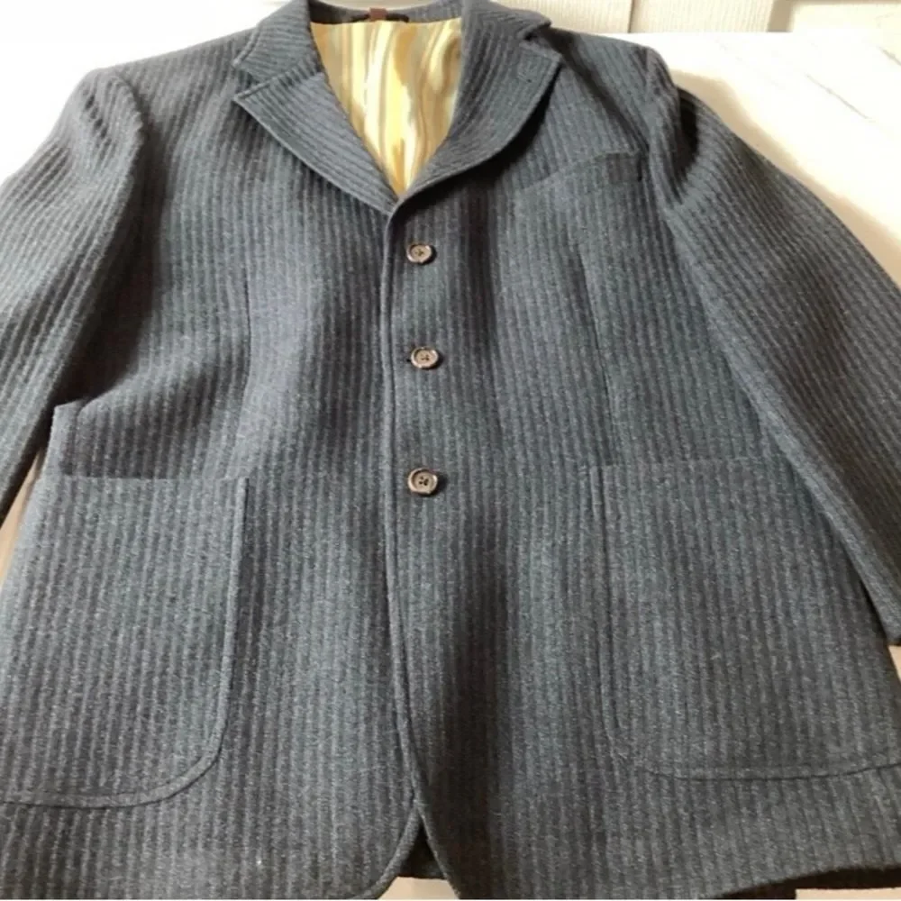 Kroon Sports Coat Jacket Men’s Color Blue Size 40R Black Stripes Three button - Picture 3 of 12